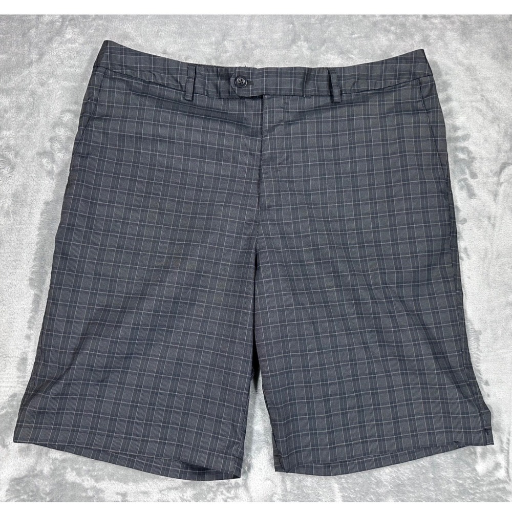 Under Armour Mens Grey Plaid Golf Shorts‎ Size 38 Performance Flat Front Check